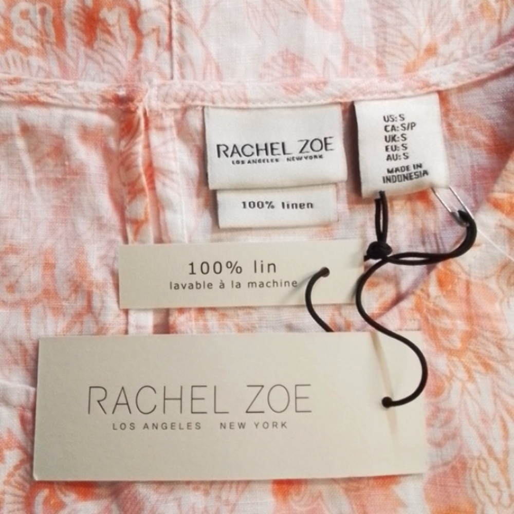 New! Rachel Zoe sundress, white and peach, size small, linen. Tags attached.